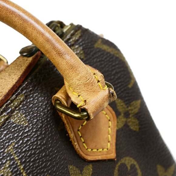 LOUIS VUITTON Mini Speedy 2Way Hand Bag Monogram Leather Brown - Picture 11 of 15